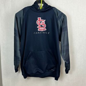 St Louis Cardinals Hoodie Majestic ThermaBase Sz 3XLT Navy Blue Graphic Sleeve